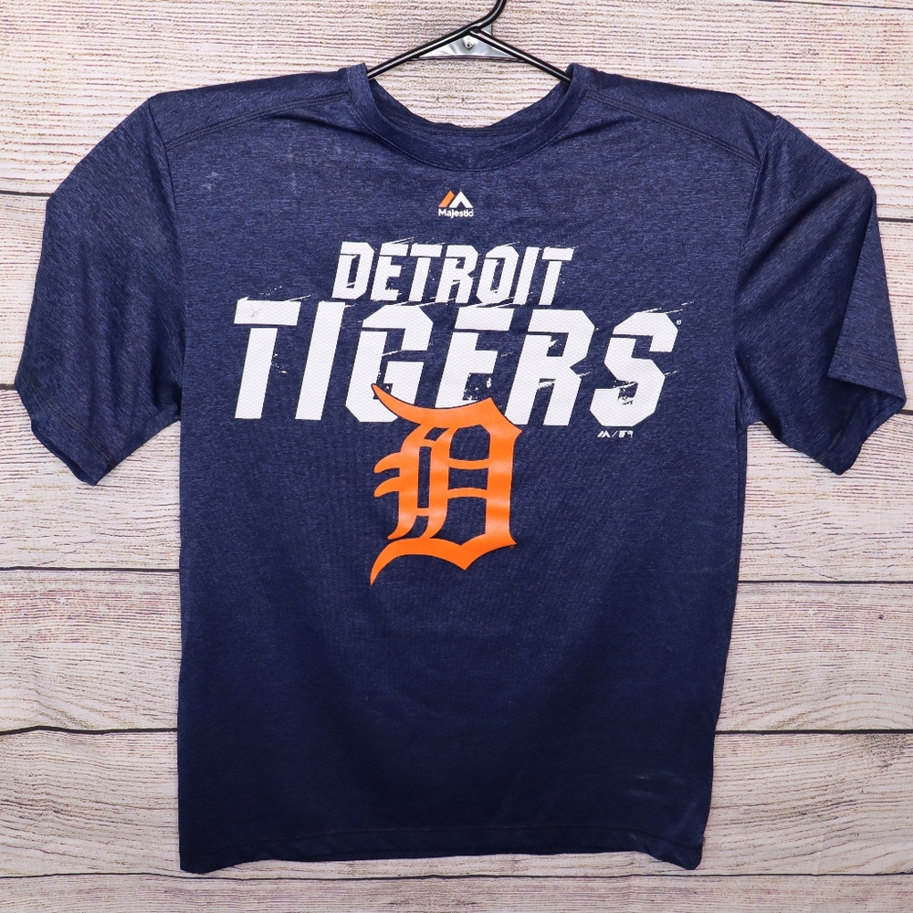 Majestic Blue Short Sleeve Tees Detroit Tigers